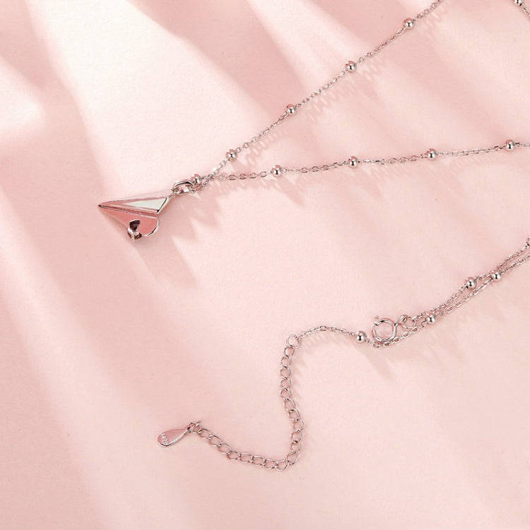 S925 Sterling Silver Paper Airplane Necklace Valentine Day Platinum-plated Jewelry(SCN516)