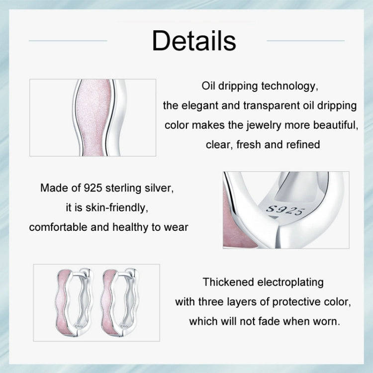 S925 Sterling Silver Pink Zircon Women Earrings(SCE1709)