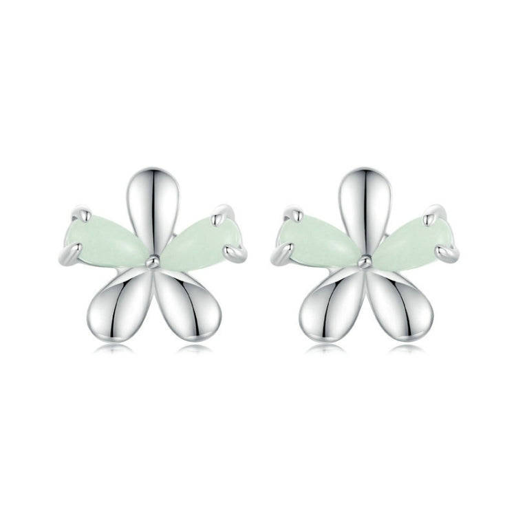 S925 Sterling Silver Platinum Plated Luminous Flower Stud Earrings(SCE1714)