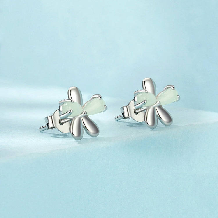 S925 Sterling Silver Platinum Plated Luminous Flower Stud Earrings(SCE1714)