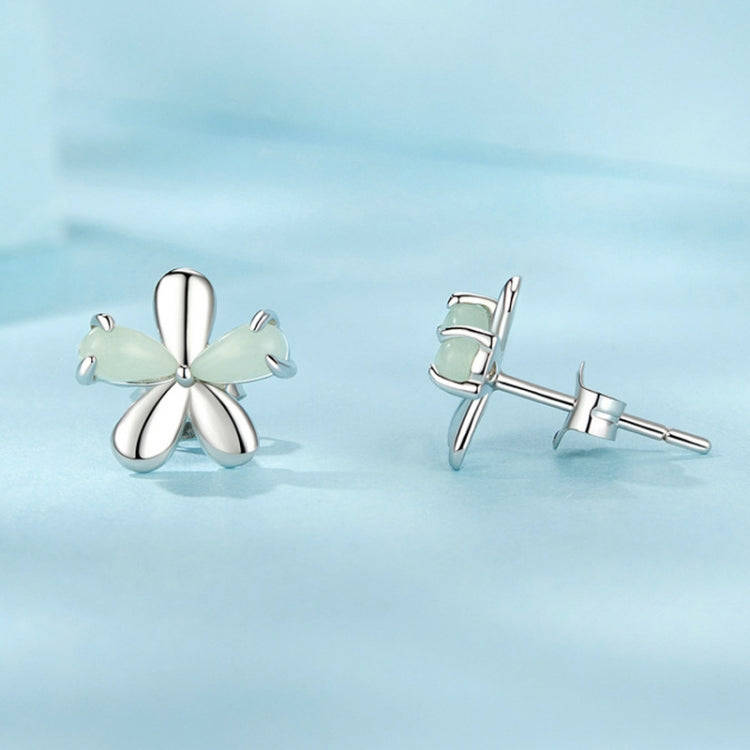 S925 Sterling Silver Platinum Plated Luminous Flower Stud Earrings(SCE1714)