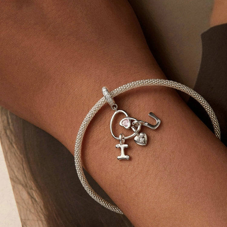 S925 Sterling Silver Platinum-Plated Valentine Day Letter Love Couple Pendant(BSC972)