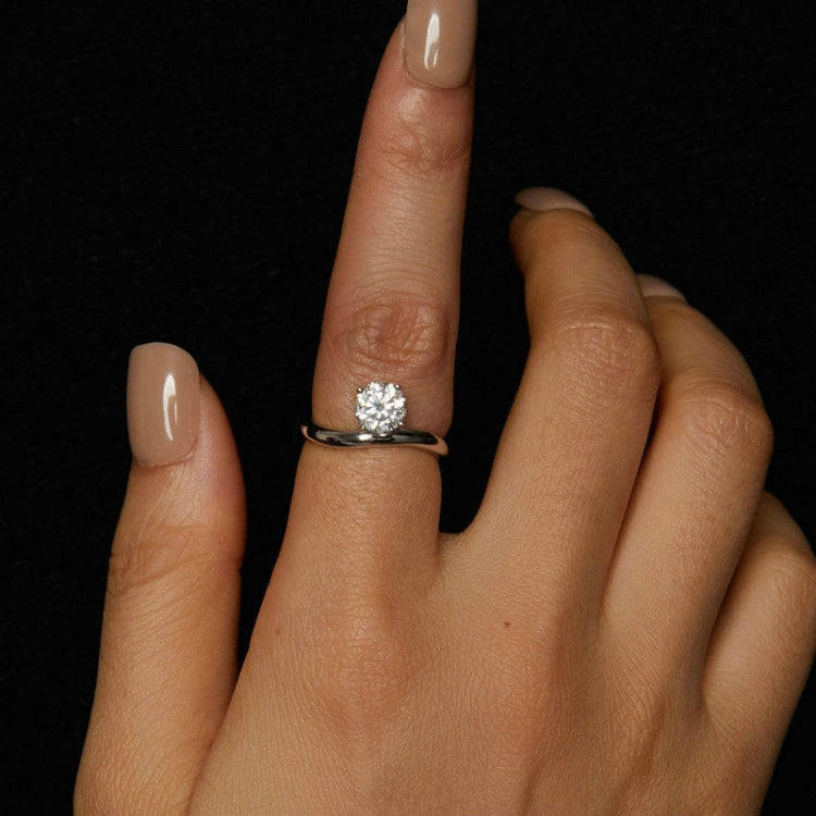 S925 Sterling Silver Platinum Plated 1 Carat Moissanite Engagement Ring(No.8)