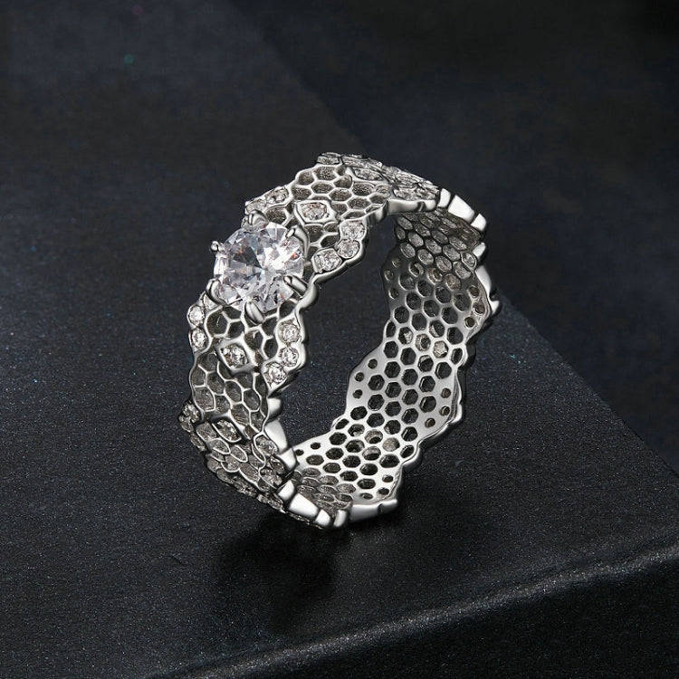 MSR061 S925 Sterling Silver Lace Hollow Moissanite Ring(6)