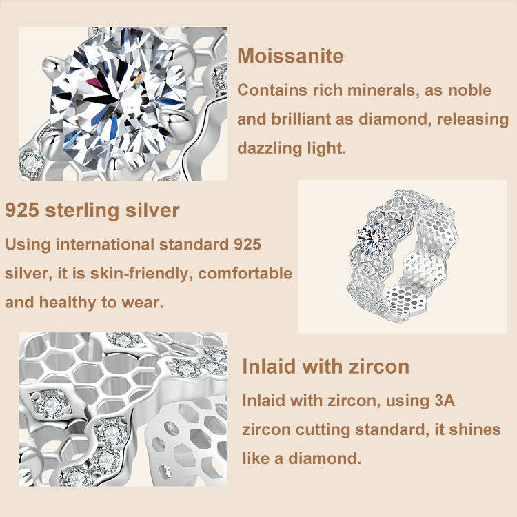 MSR061 S925 Sterling Silver Lace Hollow Moissanite Ring(6)
