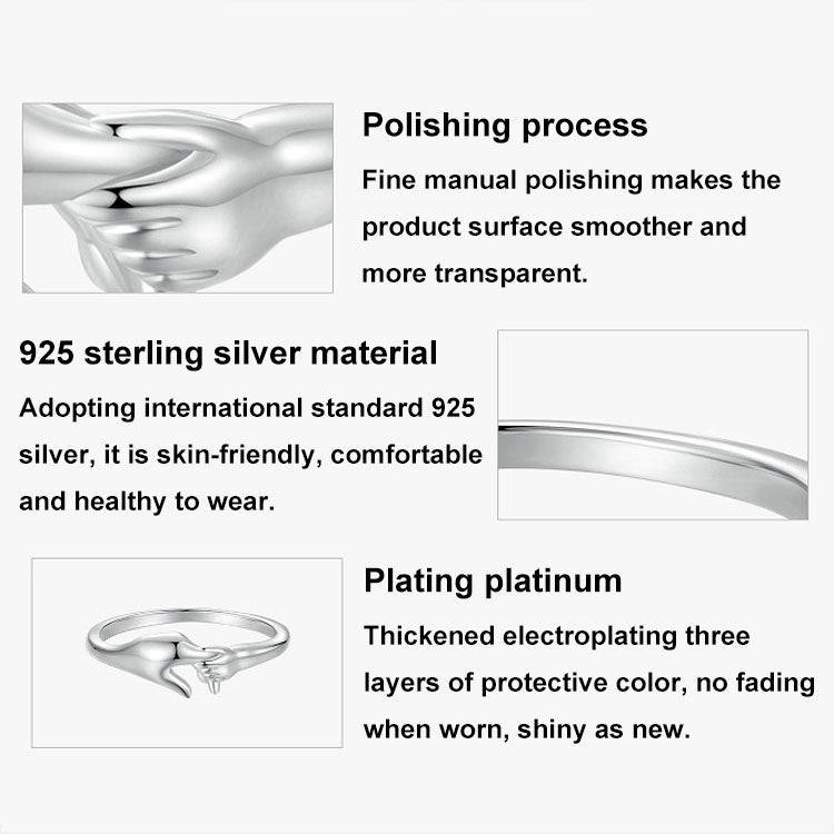 SCR1069 S925 Sterling Silver Plated With Platinum Hand-In-Hand Shape Ring(6)