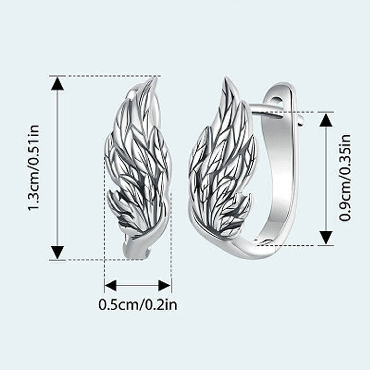 S925 Sterling Silver Oxidized Ear Buckle Wing Shape Earrings(SCE1795)