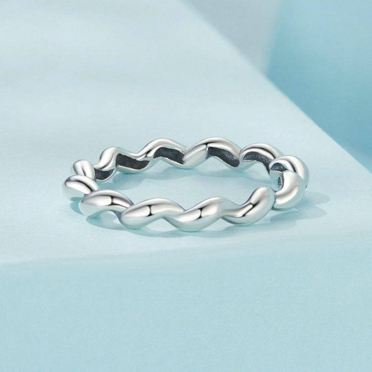 S925 Sterling Silver Oxidized Twisted Pattern Ring, Size: 7(SCR1047)