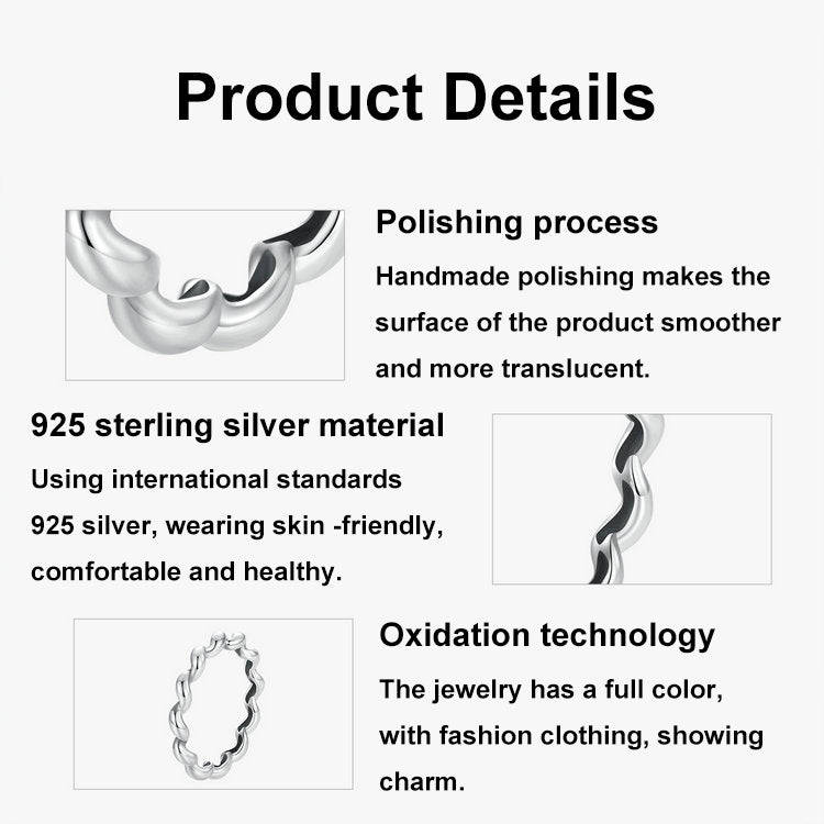 S925 Sterling Silver Oxidized Twisted Pattern Ring, Size: 7(SCR1047)