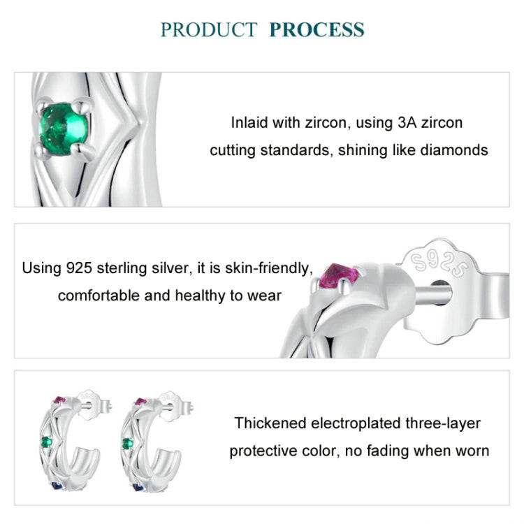 S925 Sterling Silver With Platinum-plated Vintage Diamond Pattern Earrings(BSE1032)