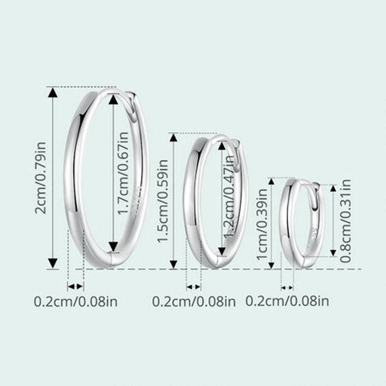 SCE1772 S925 Sterling Silver Platinum-plated Hoop Earrings, Size: S