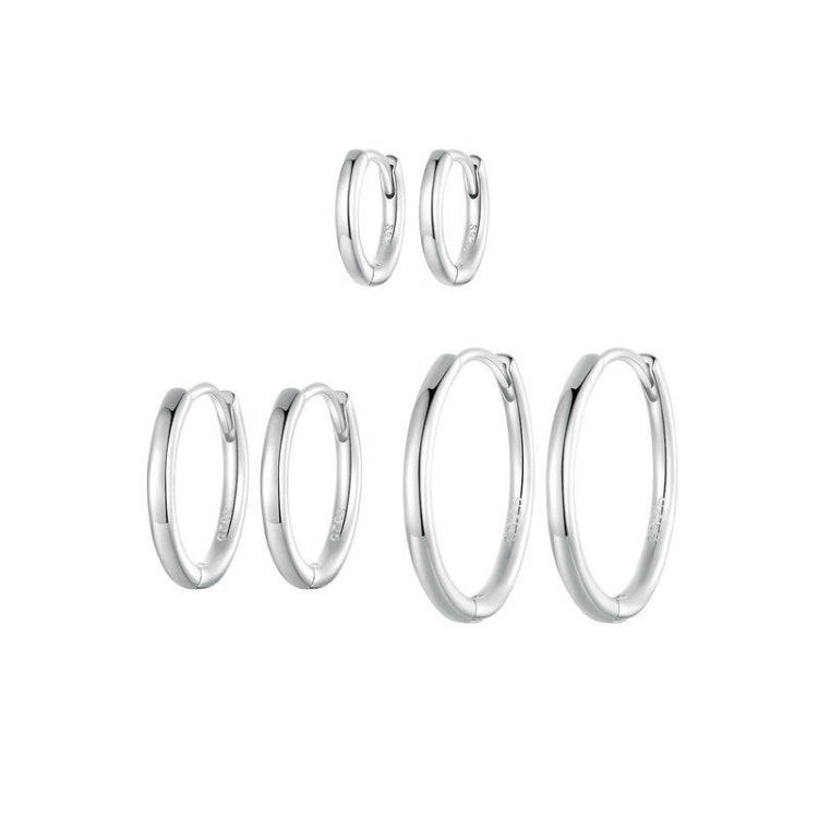 SCE1772 S925 Sterling Silver Platinum-plated Hoop Earrings, Size: S