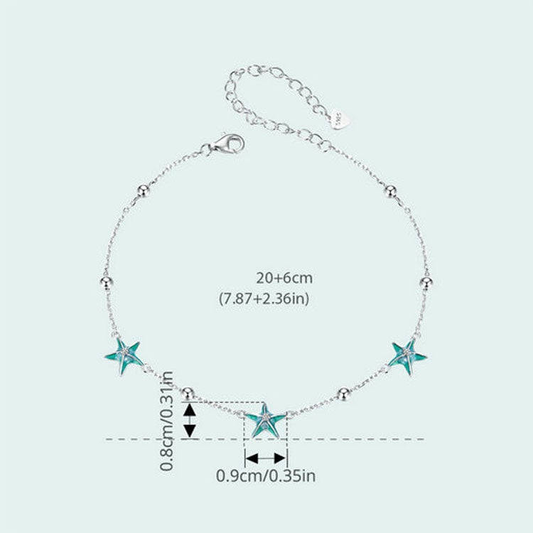 S925 Sterling Silver Platinum-plated Starfish Anklet Foot Ornament(SCT026)
