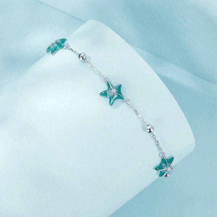 S925 Sterling Silver Platinum-plated Starfish Anklet Foot Ornament(SCT026)