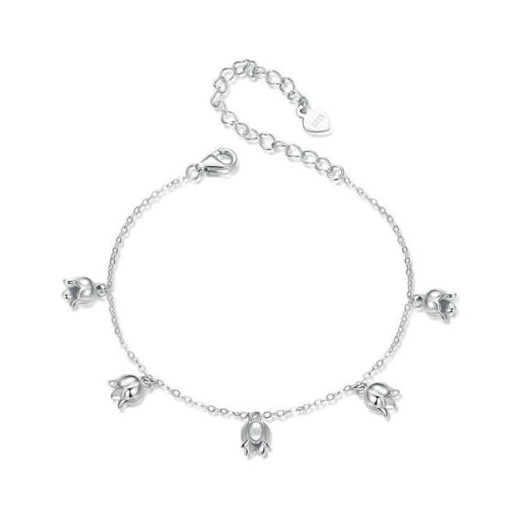 S925 Sterling Silver Platinum-plated Lily Of The Valley Bracelet(BSB183)
