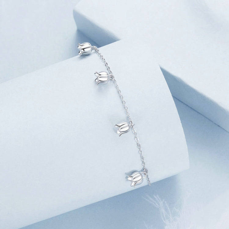 S925 Sterling Silver Platinum-plated Lily Of The Valley Bracelet(BSB183)