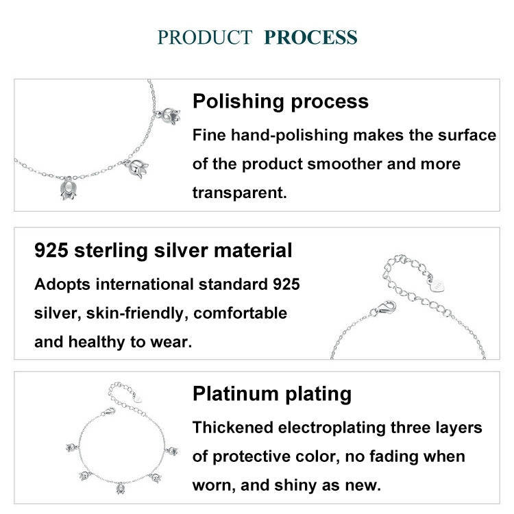 S925 Sterling Silver Platinum-plated Lily Of The Valley Bracelet(BSB183)