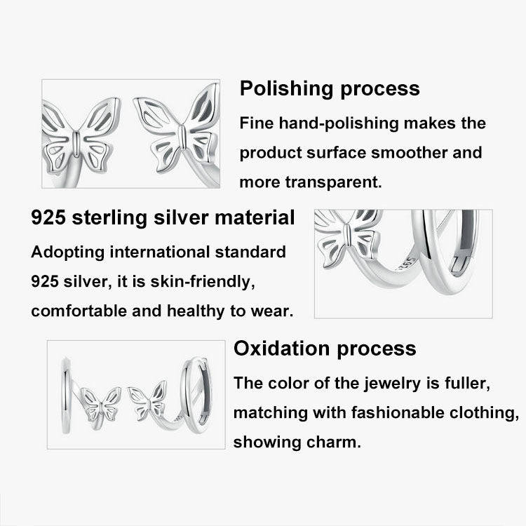 S925 Sterling Silver Oxidized Butterfly Earrings(SCE1766)
