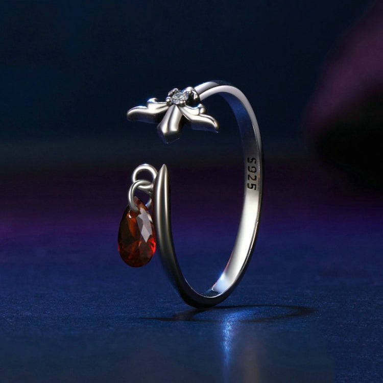 S925 Sterling Silver Water Drop Zircon Vintage Magic Sword Adjustable Open Ring(SCR1072-E)