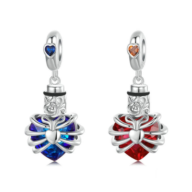S925 Sterling Silver Heart-shaped Commemorative Box Pendant Beaded Jewelry(Red)