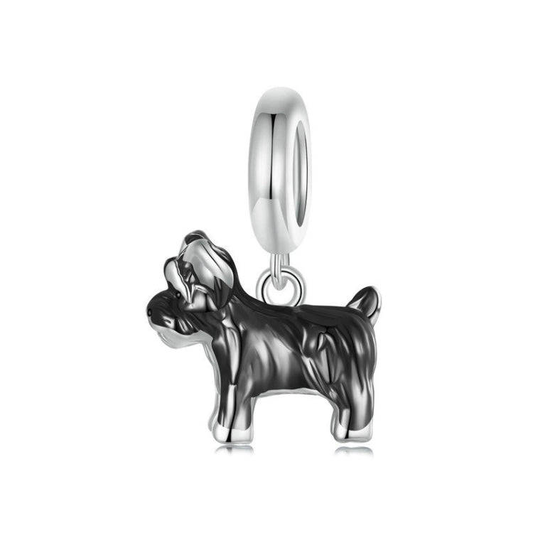 S925 Sterling Silver Gold Plated Cute Schnauzer Pendant Bracelet Beads(SCC2835)