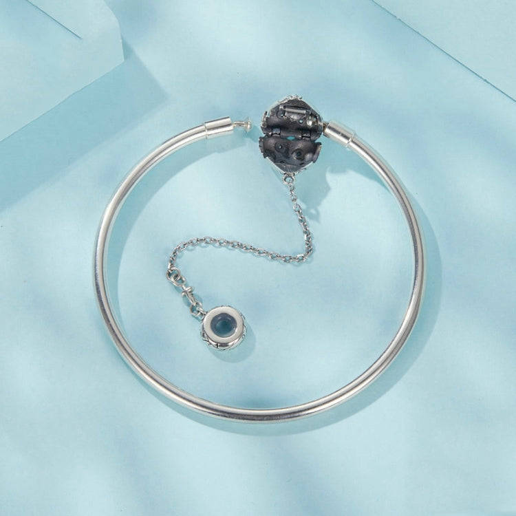 S925 Sterling Silver Oxidized Retro Heart Pattern Bracelet, Size: 17cm