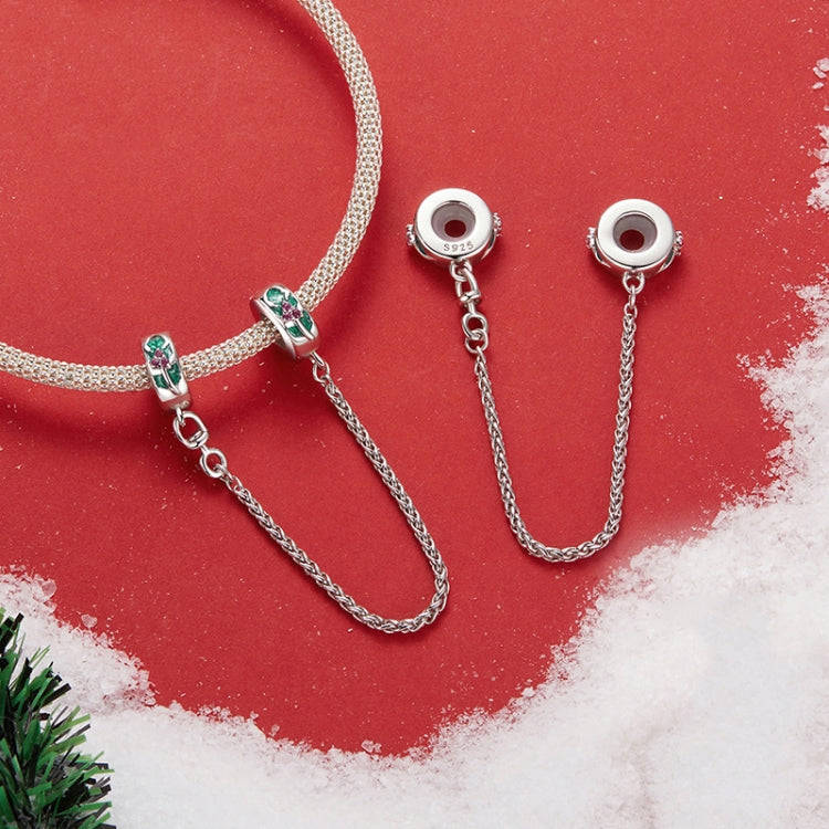 S925 Sterling Silver Platinum-plated Leaf Safety Chain Bracelet Beads Accessories(SCC2918)