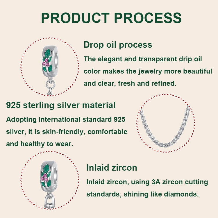 S925 Sterling Silver Platinum-plated Leaf Safety Chain Bracelet Beads Accessories(SCC2918)