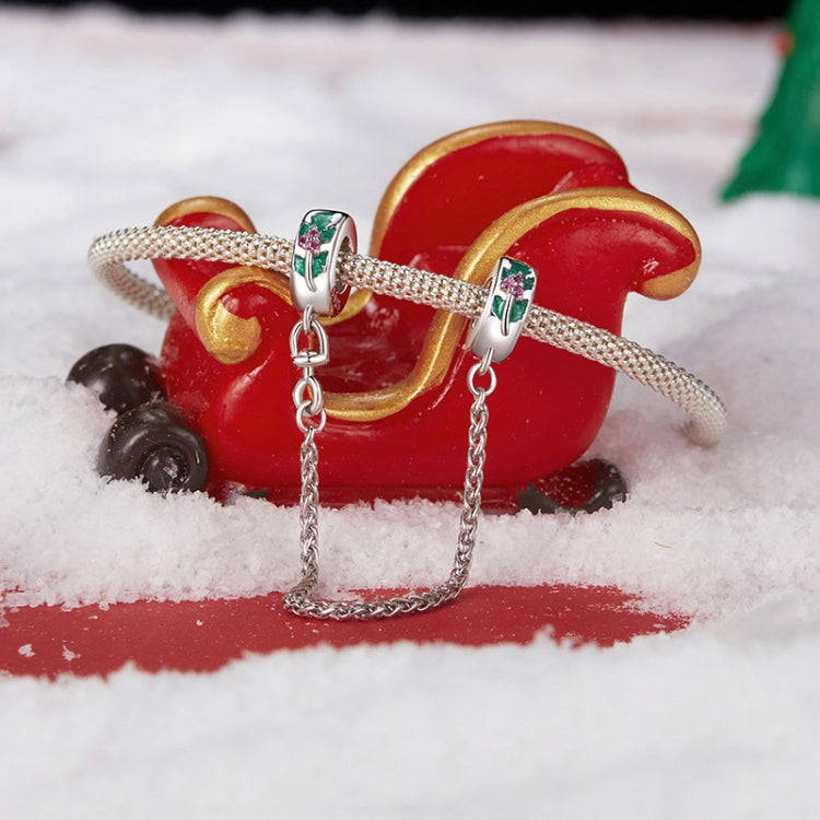 S925 Sterling Silver Platinum-plated Leaf Safety Chain Bracelet Beads Accessories(SCC2918)