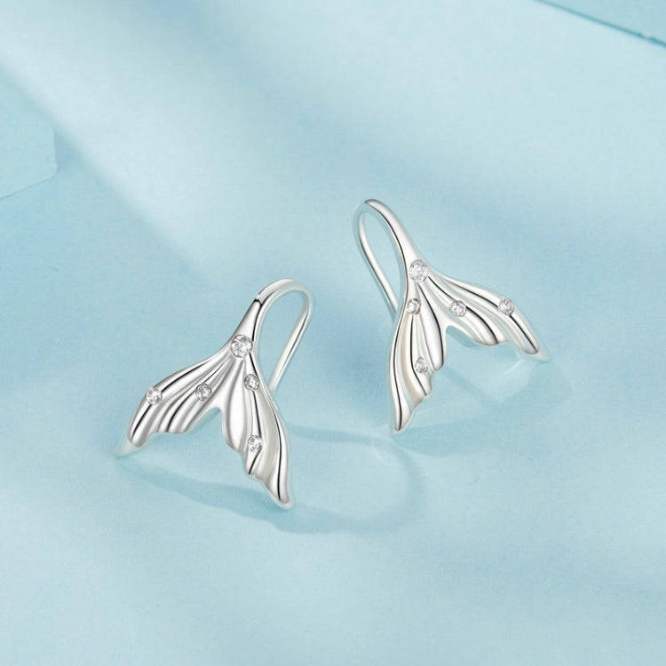 S925 Sterling Silver Oxidized Ocean Style Fishtail Earrings(SCE1807)