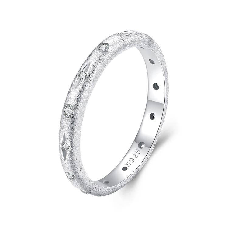 S925 Sterling Silver Shining Star Platinum Plated Ring(No.8)