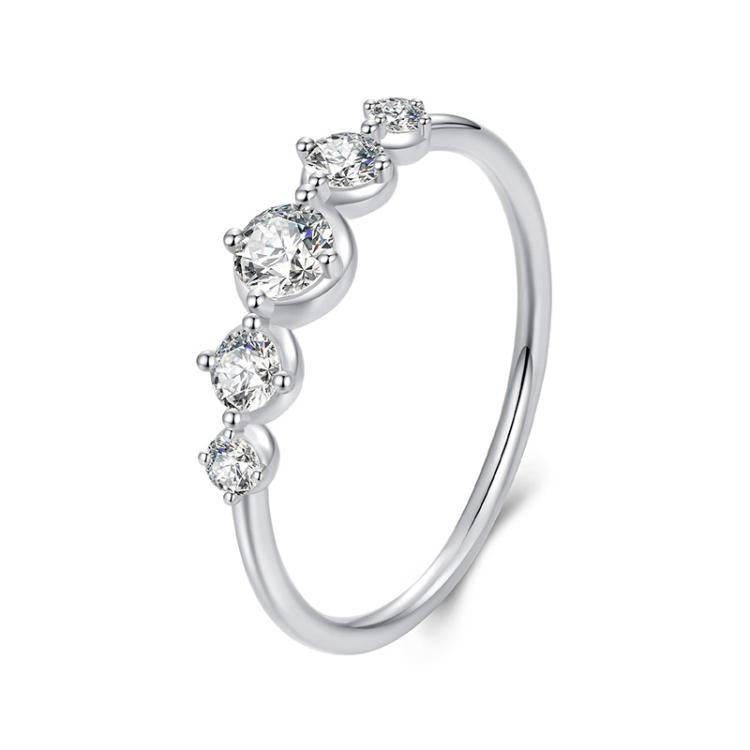 BSR620 S925 Sterling Silver Platinum-plated Shining Zircon Ring(7)