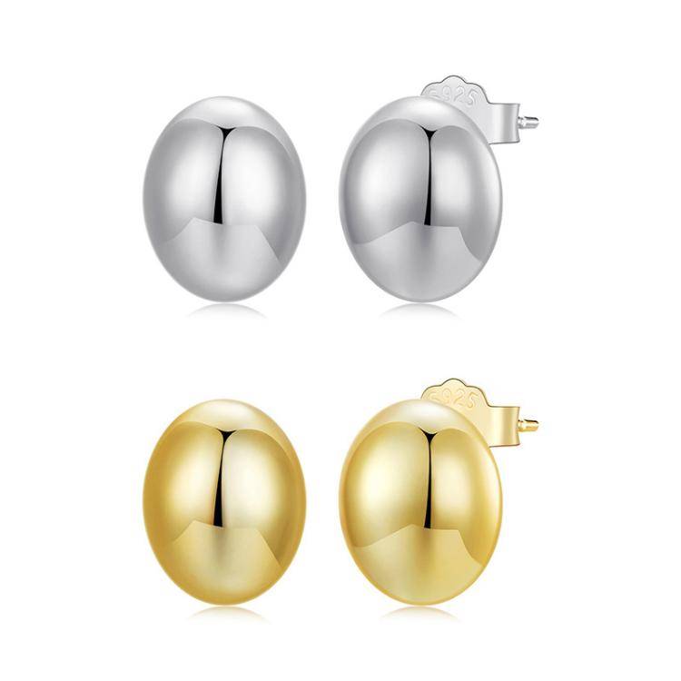 BSE1123 S925 Sterling Silver Metal Glossy Earrings, Spec: Oxidized