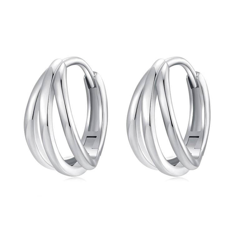 S925 Sterling Silver Platinum-plated Multi-layer Line Three-dimensional Earrings(BSE1125)