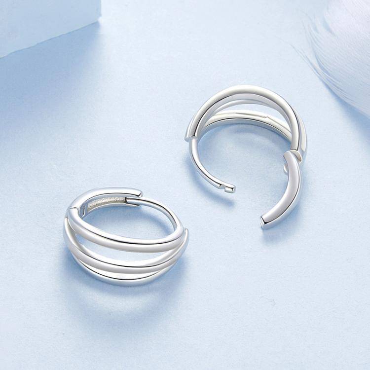 S925 Sterling Silver Platinum-plated Multi-layer Line Three-dimensional Earrings(BSE1125)
