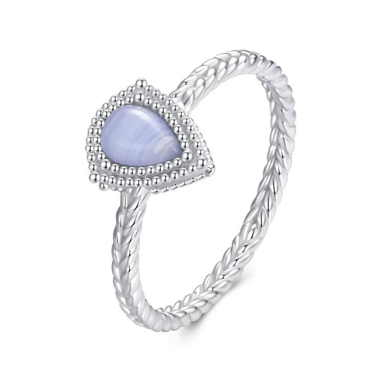 S925 Sterling Silver Platinum-Plated Agate Main Stone Ring(8)