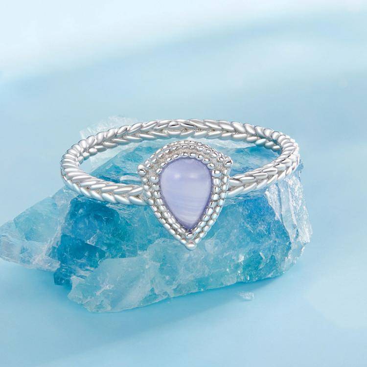 S925 Sterling Silver Platinum-Plated Agate Main Stone Ring(8)