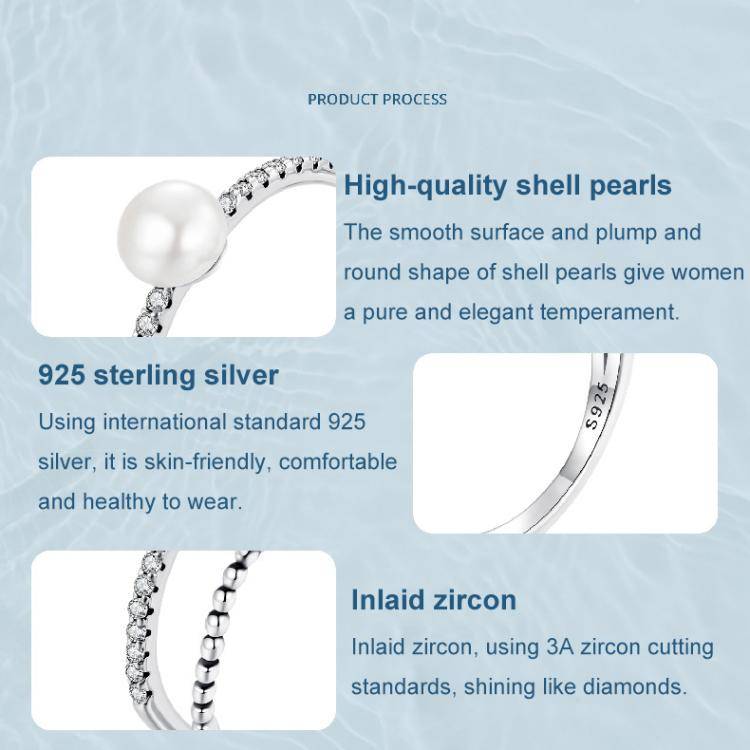 S925 Sterling Silver Natural Freshwater Pearl Double-layer Ring Elegant Temperament Ring(7)