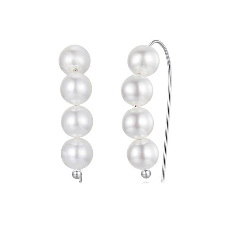 S925 Sterling Silver Elegant Shell Bead Ear Hook Earring Jewelry(BSE1174)