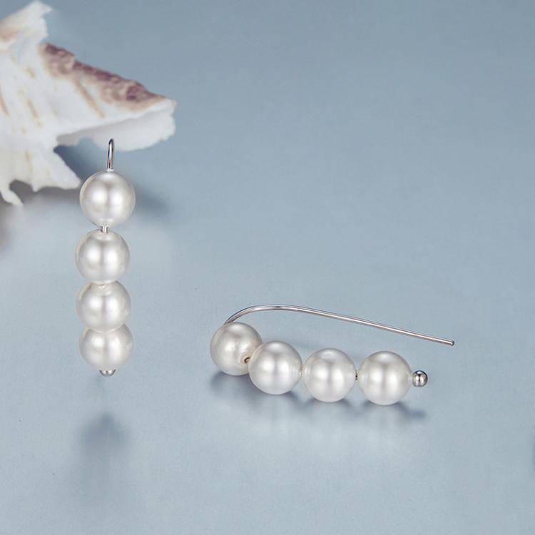 S925 Sterling Silver Elegant Shell Bead Ear Hook Earring Jewelry(BSE1174)