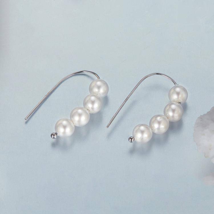 S925 Sterling Silver Elegant Shell Bead Ear Hook Earring Jewelry(BSE1174)
