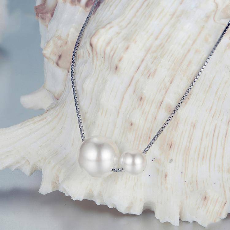 S925 Sterling Silver Platinum-Plated Elegant Pearl Necklace Adjustable Clavicle Chain(BSN429)