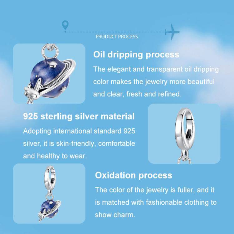 S925 Sterling Silver Global Travel Pendant Openable Buckle Head Beads(SCC3030)