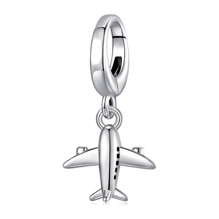 S925 Sterling Silver Travel Airplane Pendant Jewelry Beads(SCC3034)