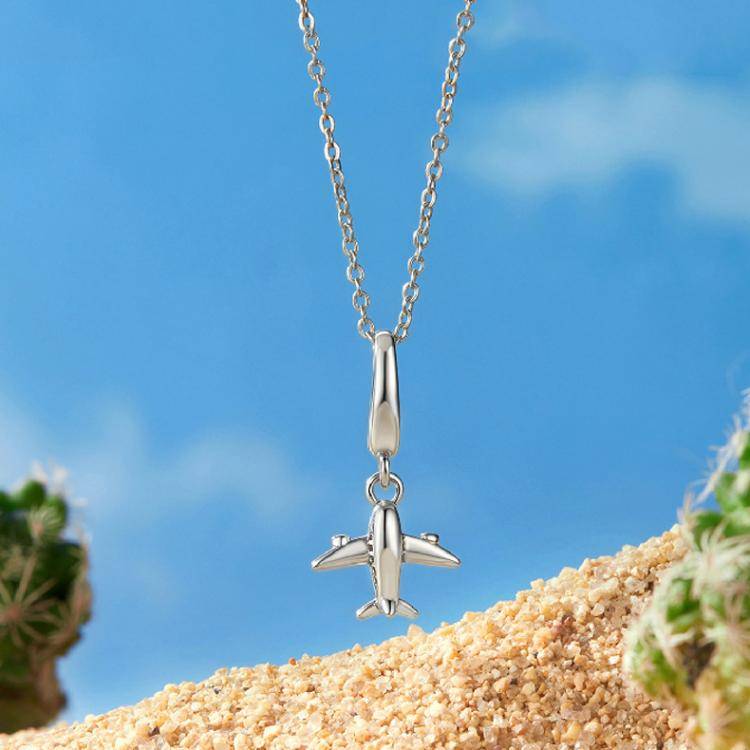 S925 Sterling Silver Travel Airplane Pendant Jewelry Beads(SCC3034)