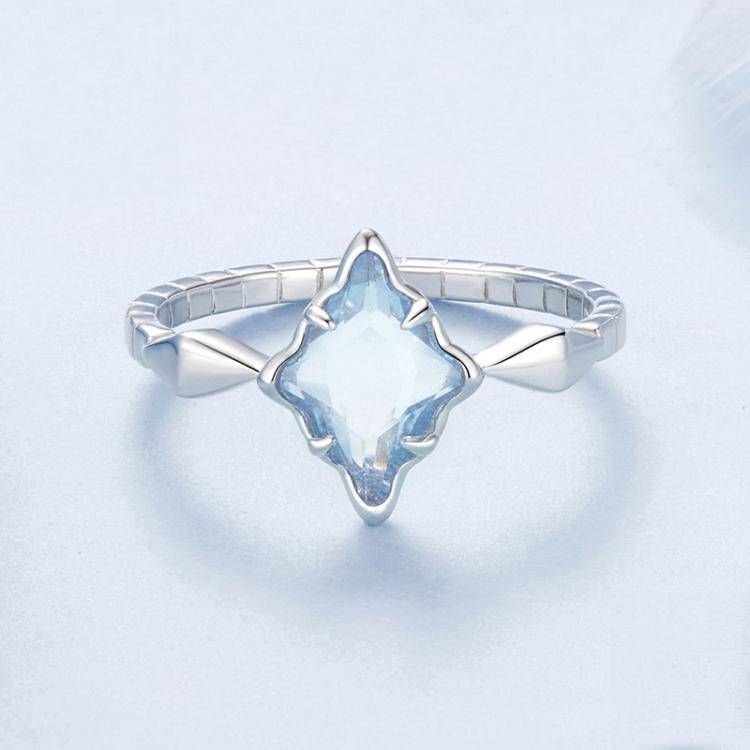 S925 Sterling Silver Platinum Starburst Diamond Ring(No.8)
