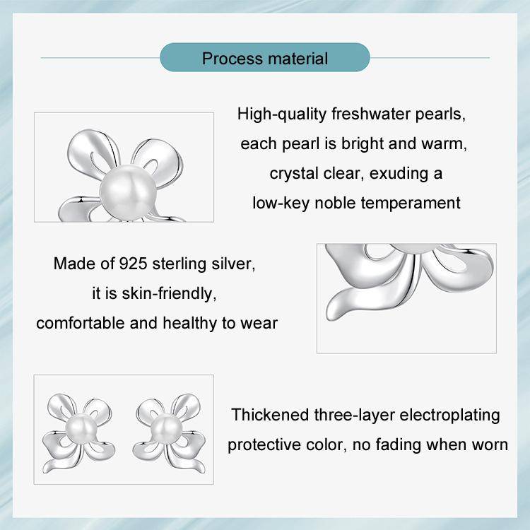 S925 Sterling Silver Freshwater Pearl Flower Earrings(SCE1842)