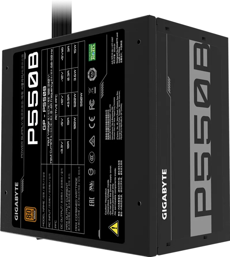 GIGABYTE P550B 550W 80 PLUS Bronze ATX Power Supply