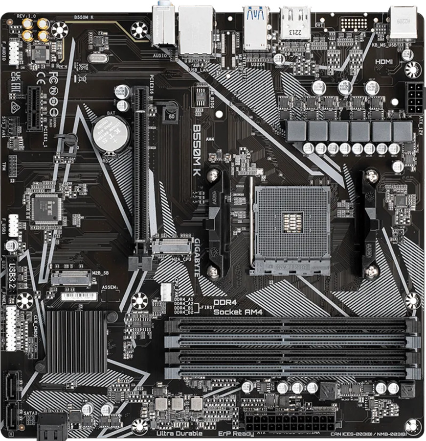 Gigabyte B550M K Ultra Durable B550M-K AMD B550 Ryzen Socket AM4