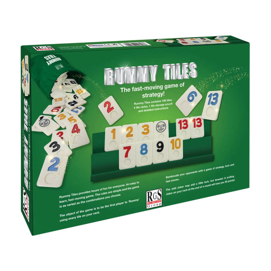 Classic Rummy Tiles Number Game Set: 106 Tiles